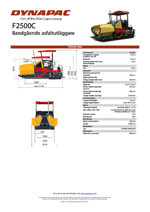 Tracked Asphalt Pavers Dynapac F 2500 C 