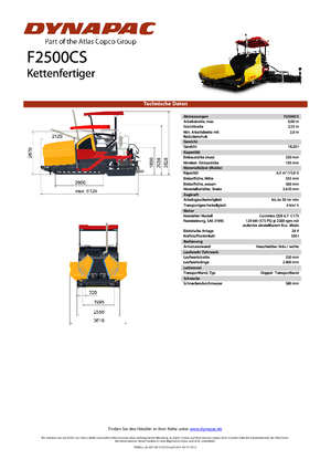 Tracked Asphalt Pavers Dynapac F 2500 CS