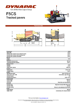 Tracked Asphalt Pavers Dynapac F 5 CS