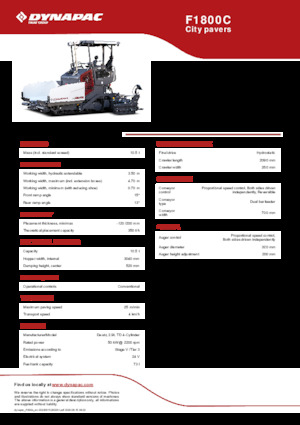 Tracked Asphalt Pavers Dynapac F1800C