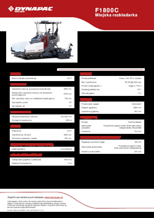 Tracked Asphalt Pavers Dynapac F1800C