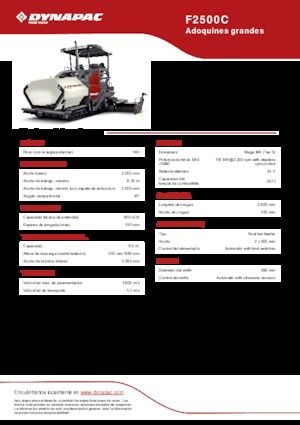 Tracked Asphalt Pavers Dynapac F2500C