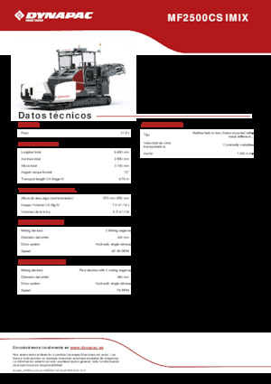 Tracked Asphalt Pavers Dynapac MF2500CS IMIX