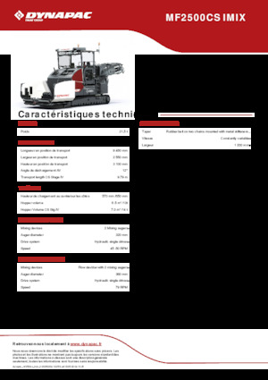 Tracked Asphalt Pavers Dynapac MF2500CS IMIX