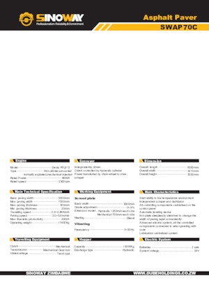 Paletli asfalt zemin kaldırıcıları Sinoway SWAP70C 