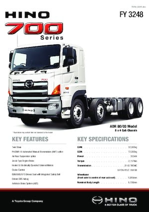 Tarktör parçaları Hino 700 FY 3248 8x4