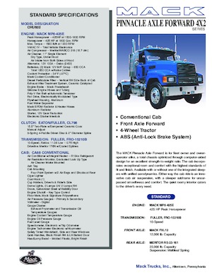 Truck Tractors - Tractor Units Mack PINNACLE CA68 Conventional CHU602 MP8 4x2