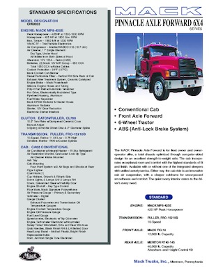 Tarktör parçaları Mack PINNACLE CA68 Conventional CHU603 MP8 6x4