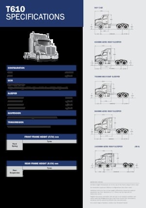 Truck Tractors - Tractor Units Kenworth T610 760mm Mid roof MX 15 6x4