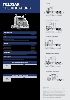 Truck Tractors - Tractor Units Kenworth T610SAR 760mm Mid roof MX 15 6x4