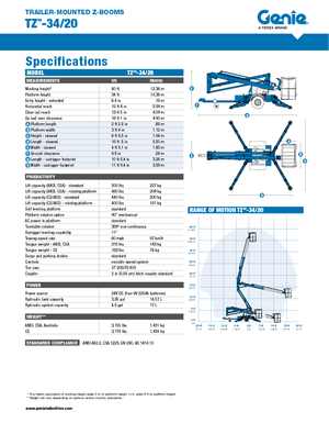 Truck Mounted Articulating Boom Lifts Genie TZ 34/20
