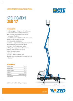 Trailer Mounted Articulating Boom Lifts CTE ZED 17
