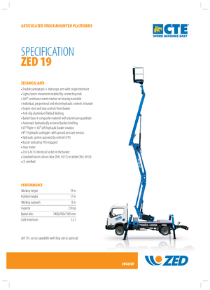 Trailer Mounted Articulating Boom Lifts CTE ZED 19