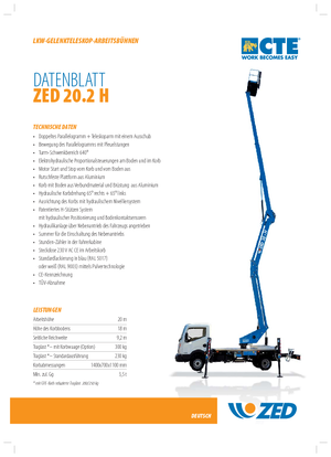 Trailer Mounted Articulating Boom Lifts CTE ZED 20.2 H