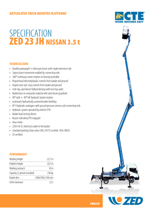 Trailer Mounted Articulating Boom Lifts CTE ZED 23 JH