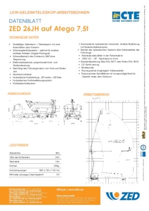 Trailer Mounted Articulating Boom Lifts CTE ZED 26 JH