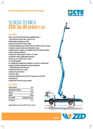 Trailer Mounted Articulating Boom Lifts CTE ZED 26 JH