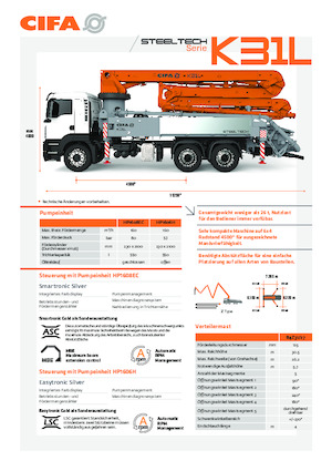 Truck-mounted Concrete Pumps CIFA K31L