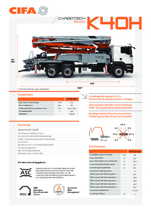 Kamyona monte beton pompaları CIFA K40H