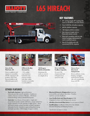 Truck Mounted Telescopic Boom Lifts Elliott Equipment L65R HiReach