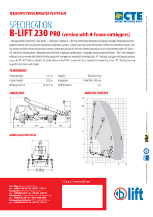 Truck Mounted Telescopic Boom Lifts CTE B-Lift 230 Pro-H
