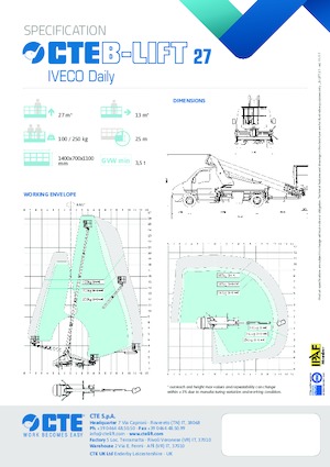 Araç Üstü Teleskopik Bomlu Vinçler CTE B-Lift 27