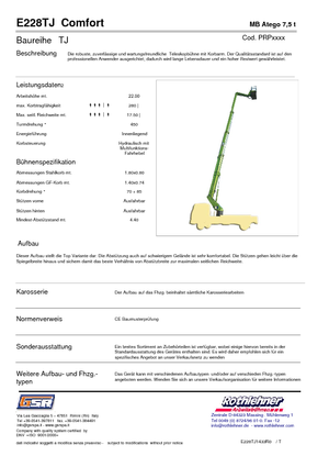 Truck Mounted Telescopic Boom Lifts GSR E228TJ Comfort