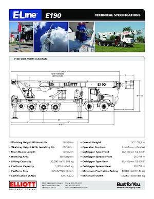Truck Mounted Telescopic Boom Lifts Elliott Equipment E190 E-Line