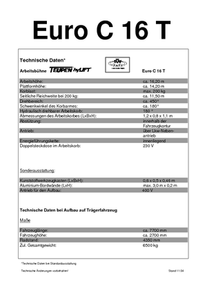 Araç Üstü Teleskopik Bomlu Vinçler TEUPEN Euro C 16 T