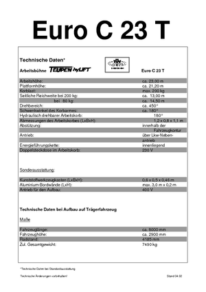 Araç Üstü Teleskopik Bomlu Vinçler TEUPEN Euro C 23 T