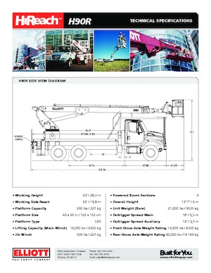 Truck Mounted Telescopic Boom Lifts Elliott Equipment H90R HiReach