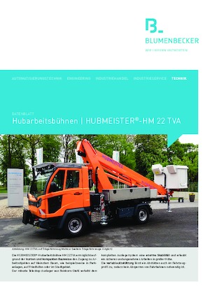 Truck Mounted Telescopic Boom Lifts Blumenbecker - Hubmeister® HM 22 TVA