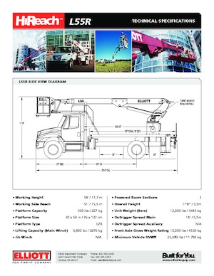 Truck Mounted Telescopic Boom Lifts Elliott Equipment L55R HiReach 