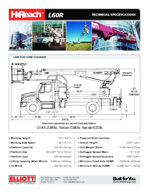 Truck Mounted Telescopic Boom Lifts Elliott Equipment L60R HiReach 