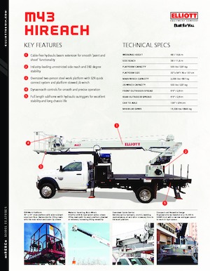 Truck Mounted Telescopic Boom Lifts Elliott Equipment M43R HiReach 