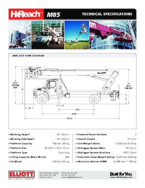 Araç Üstü Teleskopik Bomlu Vinçler Elliott Equipment M85 HiReach 