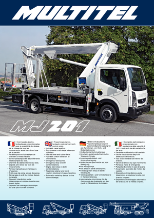 Truck Mounted Telescopic Boom Lifts Multitel MJ 201