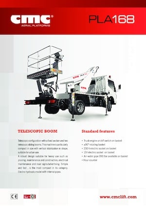 Truck Mounted Telescopic Boom Lifts CMC PLA168