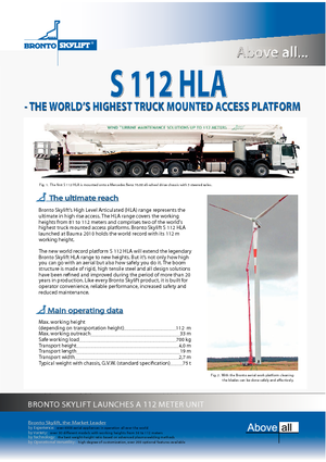 Truck Mounted Telescopic Boom Lifts Bronto Skylift S 112 HLA