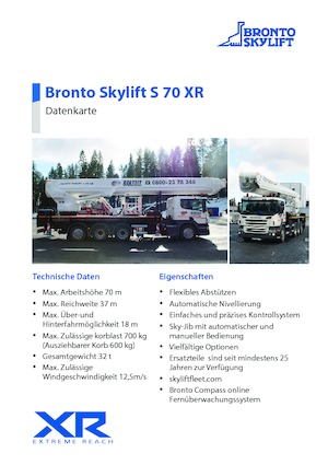 Truck Mounted Telescopic Boom Lifts Bronto Skylift S 70 XR