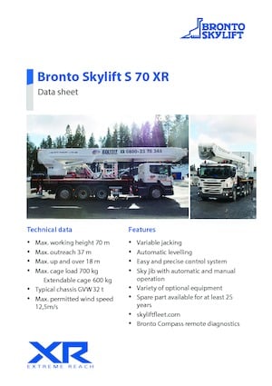 Truck Mounted Telescopic Boom Lifts Bronto Skylift S 70 XR