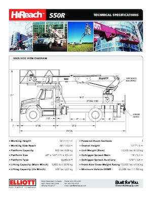 Truck Mounted Telescopic Boom Lifts Elliott Equipment S50R SkyWalk