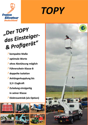 Truck Mounted Telescopic Boom Lifts France Elévateur Topy 12.1