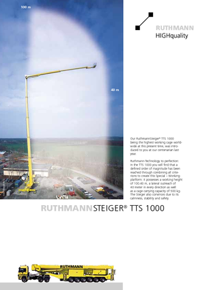 Truck Mounted Telescopic Boom Lifts Ruthmann TTS 1000
