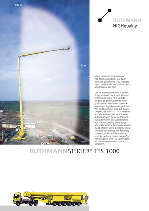 Truck Mounted Telescopic Boom Lifts Ruthmann TTS 1000