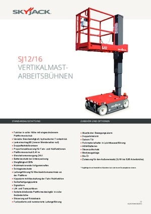 Single Vertical Mast Boom Lifts Skyjack SJ 12