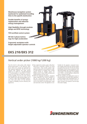 Order Pickers & Cherry Picker Forklifts Jungheinrich EKS 312