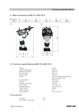 Gasoline and Diesel Rammers Ammann ADS 70