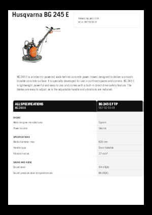 Walk-behind Trowels Husqvarna BG 245E
