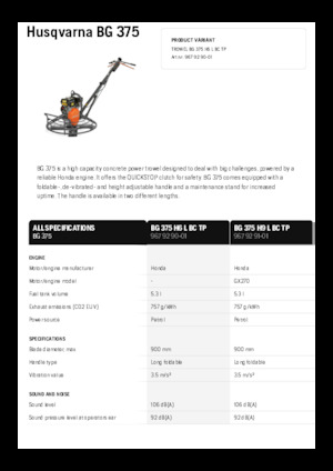 Walk-behind Trowels Husqvarna BG 375